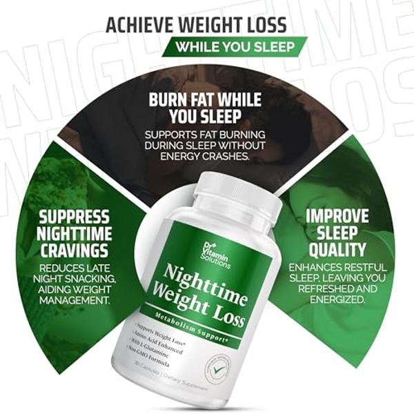 DR VITAMIN SOLUTIONS Nighttime Fat Burner Supplements - Appetite Suppressants for Weight Loss - Night-Time Fat Burner for Women and Men Supporting Sleep & Relaxation - Weight Loss 