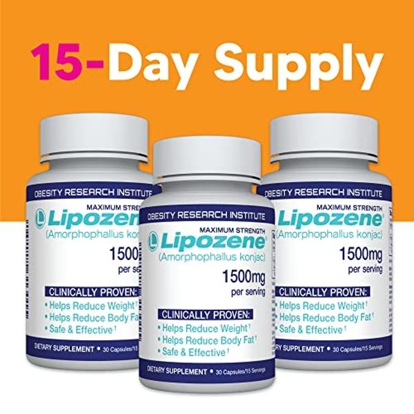Lipozene Diet Pills - Weight Loss Supplement - Suppresses Appetite- Three Bottles of 90 Capsules in Total