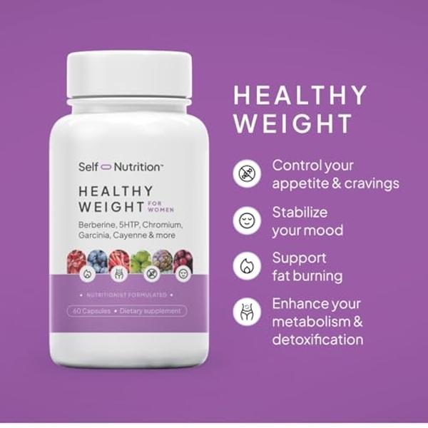 SELF NUTRITION Healthy Weight Loss Supplement for Women, Vegan, Appetite and Craving Control, Fat Burner, Metaboilism Booster, Weight Loss Supplement, Metabolism and Mood Booster -