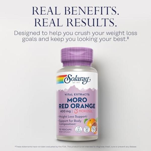 SOLARAY Moro Red Orange - Morosil Weight Loss Supplement for Women and Men - Clinically Studied Blood Orange Extract - Body Composition, Weight Loss Support, Gluten Free, 60-Day Gu