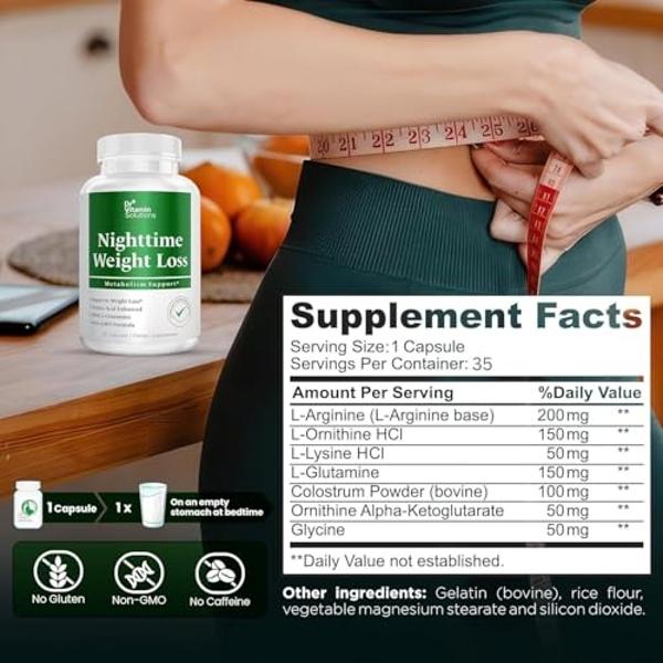 DR. Vitamin Nighttime Fat Burner Supplements - Appetite Suppressants for Weight Loss - Night-Time Fat Burner for Women and Men Supporting Sleep & Relaxation - Metabolism Booster We