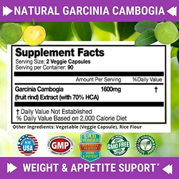 FRESH HEALTHCARE 100% Pure Garcinia Cambogia Extract - All Natural Appetite Suppressant & Weight Management Support - 180 Capsules