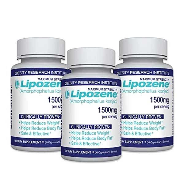 Lipozene Diet Pills - Weight Loss Supplement - Suppresses Appetite- Three Bottles of 90 Capsules in Total
