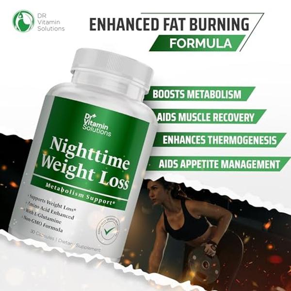 DR VITAMIN SOLUTIONS Nighttime Fat Burner Supplements - Appetite Suppressants for Weight Loss - Night-Time Fat Burner for Women and Men Supporting Sleep & Relaxation - Weight Loss 
