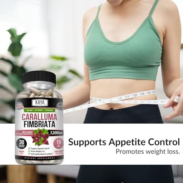 Kaya Naturals - Caralluma Fimbriata 1200mg High Potency Supplement | Maximum Strength Natural Endurance Support, Vegetarian Capsules (30 Count)
