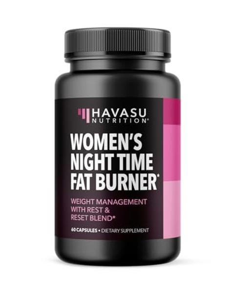 Night Time Fat Burner for Women - Appetite Suppressant for Weight Loss - 60 Count - Herbal Metabolism Booster with Melatonin for Sleep Support - Vegan, Non-GMO Capsules - 2 Month S