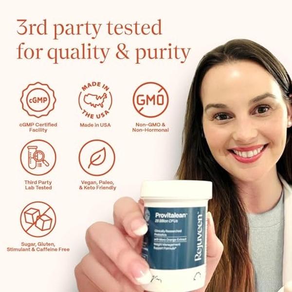 Rejuveen Provitalean Probiotics for Women & Natural GLP1 Booster | Sugar Support Supplement for Resistant Waistlines | with Chromium Picolinate to Support Metabolism & Mute Craving