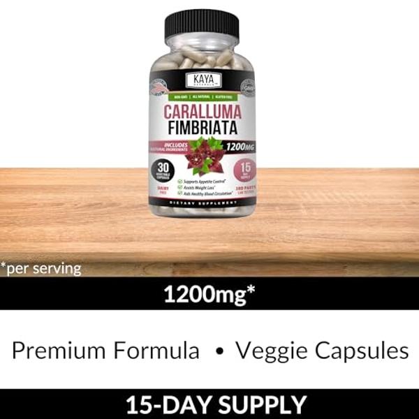Kaya Naturals - Caralluma Fimbriata 1200mg High Potency Supplement | Maximum Strength Natural Endurance Support, Vegetarian Capsules (30 Count)