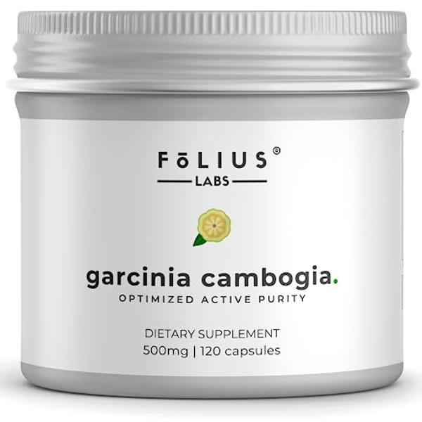 FOLIUS LABS Pure Garcinia Cambogia Extract Supplement 500mg - 100% Natural HCA Extract Concentrated to 60% - Supports Healthy Digestion and Metabolism - 120 Capsules