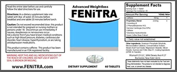 Fenitra Weight Management Support Supplement Tablets | 60 Tablets for Energy & Wellness