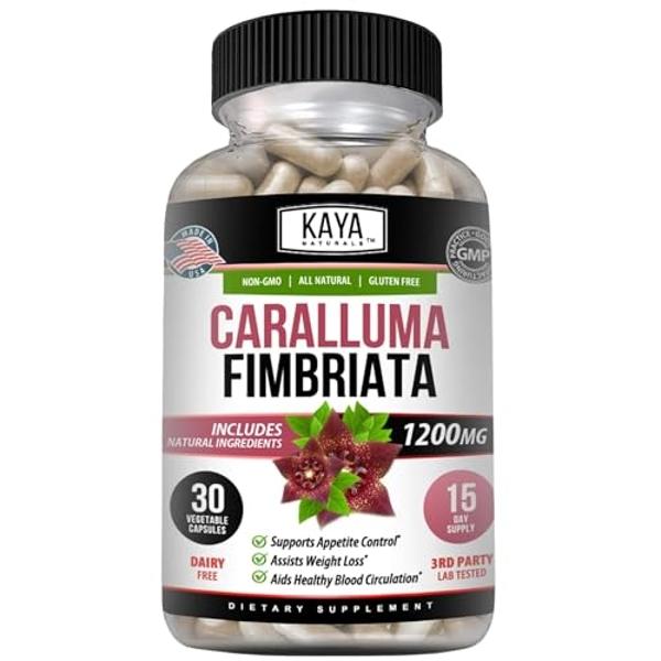 Kaya Naturals - Caralluma Fimbriata 1200mg High Potency Supplement | Maximum Strength Natural Endurance Support, Vegetarian Capsules (30 Count)