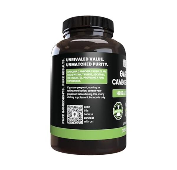 PURE ORIGINAL INGREDIENTS Garcinia Cambogia, No Magnesium or Rice Fillers, Always Pure, Lab Verified (365 Count)