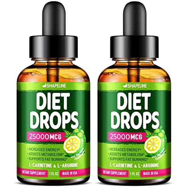 SHAPELINE (Pack of 2) Diet Drops - Made in USA - Appetite Suppressant for Women & Men - Natural Metabolism Booster - Diet Drops with Garcinia Cambogia, L-Arginine & L-Glutamine 1 F