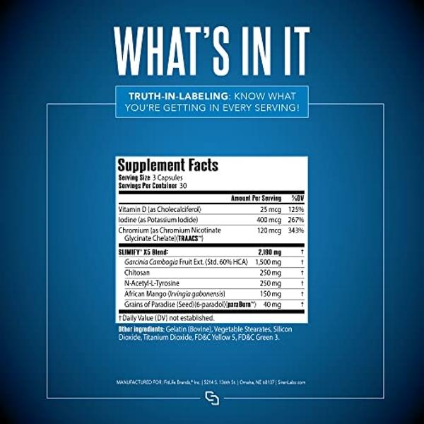 Siren Labs Slimify Advanced Fat Burner for Weight Loss - Garcinia Cambogia, African Mango, and Grains of Paradise - Boost Metabolism, Decrease Appetite, and Increase Energy - Stim 