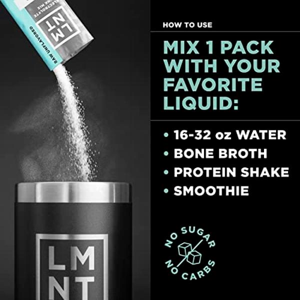 LMNT Zero Sugar Electrolytes - Raw Unflavored Salt | Drink Mix | 30-Count