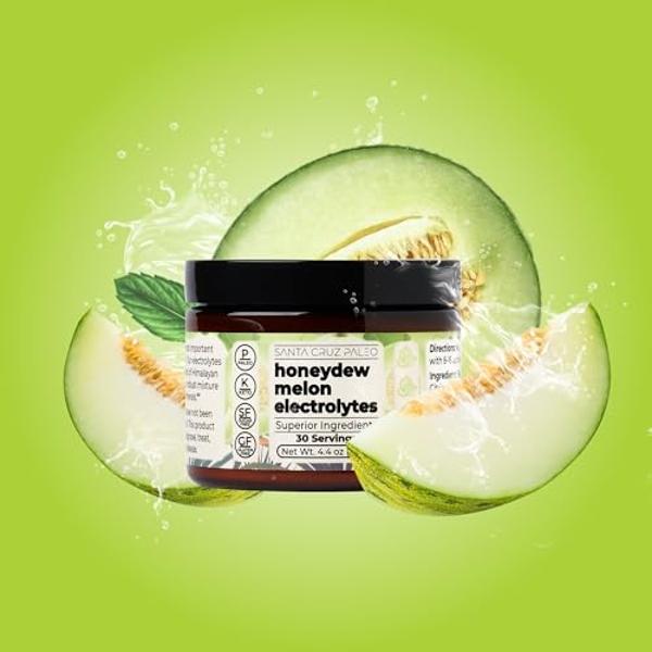 Santa Cruz Paleo Electrolyte Powder Honeydew Melon with Himalayan & Sea Salt, Magnesium, Potassium, Sugar-Free, 30 Servings