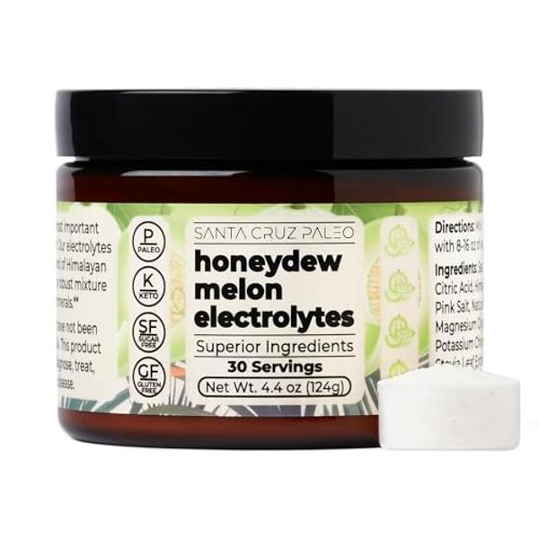 Santa Cruz Paleo Electrolyte Powder Honeydew Melon with Himalayan & Sea Salt, Magnesium, Potassium, Sugar-Free, 30 Servings