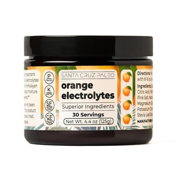 Santa Cruz Paleo Electrolyte Powder Orange with Himalayan & Sea Salt, Magnesium, Potassium, Sugar-Free, 30 Servings