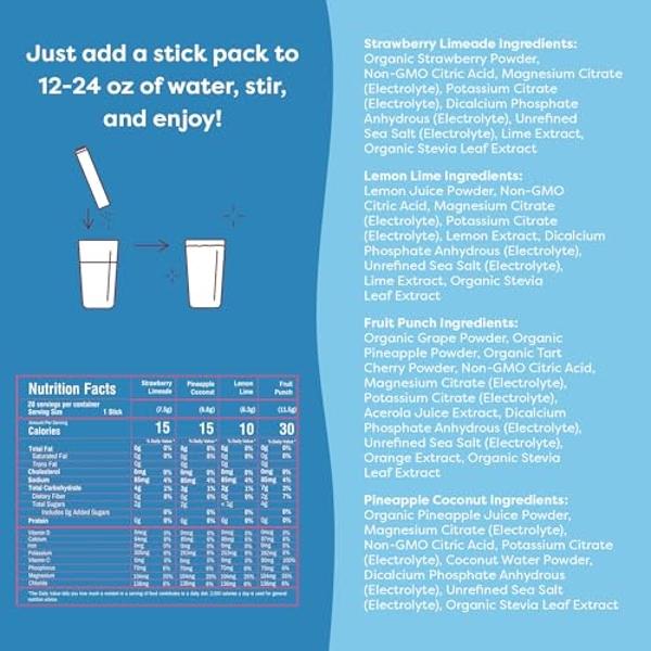 FlavCity Electrolytes Powder Packets - 28 Hydration Packets, Variety Pack - No Added Sugar - Hydration Powder with Real Fruit & Unrefined Sea Salt - Keto & Gluten-Free (28 Stick Pa