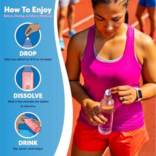 Nuun Sport Electrolyte Tablets with Magnesium, Calcium, Potassium, Chloride & Sodium, Gluten Free & Vegan, Tropical, 8 Pack (80 Servings Total)
