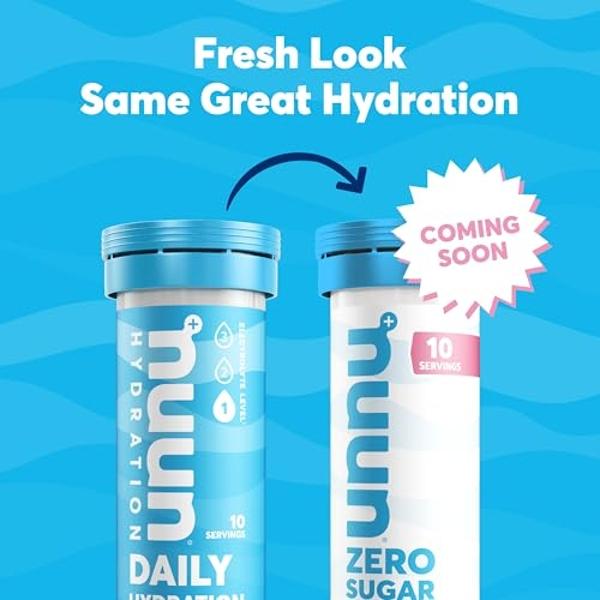 Nuun Daily Electrolyte Tablets with Magnesium, Calcium, Potassium, Chloride & Sodium, Gluten Free, Sugar Free, & Vegan, Lemon Splash Flavor, 8 Pack (80 Servings Total)