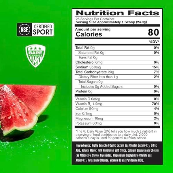 BARE PERFORMANCE NUTRITION, BPN G.1.M Go One More Sport, Endurance Training Fuel, Superior Carbohydrate & Electrolytes Powder Formula, Reduce Fatigue, Salted Watermelon, 25 Serving