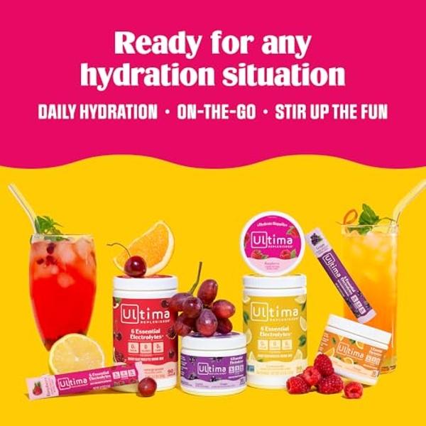 Ultima Replenisher Daily Electrolyte Powder Drink Mix – Cranberry Cosmo, 90 Servings – Hydration Powder with 6 Key Electrolytes and Trace Minerals – Keto Friendly, Non-GMO and Suga