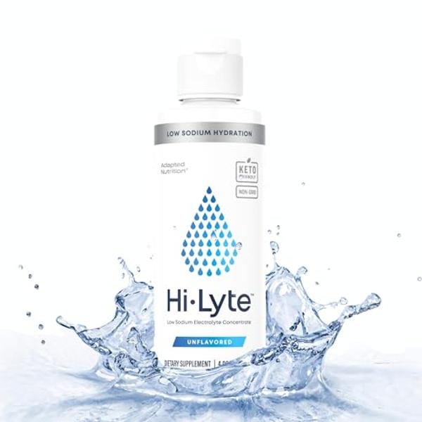Hi-Lyte Low Sodium Electrolyte Supplement for Immune Support, Fasting and Rapid Hydration | 48 Servings | Magnesium, Potassium, Zinc | Unflavored Mineral Taste Drops