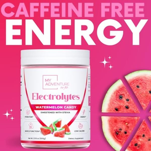 Zero Sugar - Watermelon Candy Electrolytes Powder - Refreshing Hydration - Caffeine Free Energy with All Natural Ingredients - Vegan, Keto and Paleo - Sugar Free Electrolytes Drink