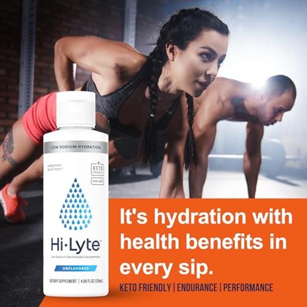 Hi-Lyte Low Sodium Electrolyte Supplement for Immune Support, Fasting and Rapid Hydration | 48 Servings | Magnesium, Potassium, Zinc | Unflavored Mineral Taste Drops