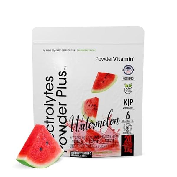 PowderVitamin Electrolytes Powder Plus (20 Servings) Orange Pineapple Electrolyte Powder Zero Calorie Keto,0 Sugar, No Maltodextrin,1000mg Potassium,120mg Calcium,120mg Magnesium, 