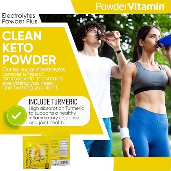 PowderVitamin Electrolytes Powder Plus (20 Servings) Orange Pineapple Electrolyte Powder Zero Calorie Keto,0 Sugar, No Maltodextrin,1000mg Potassium,120mg Calcium,120mg Magnesium, 