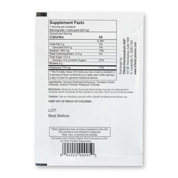 TRIORAL Rehydration Electrolyte Powder - WHO Hydration Supplement Salts Formula - Combat Dehydration from Workouts, Excessive Fluid Loss and Much More - 50 Drink Mix Packets