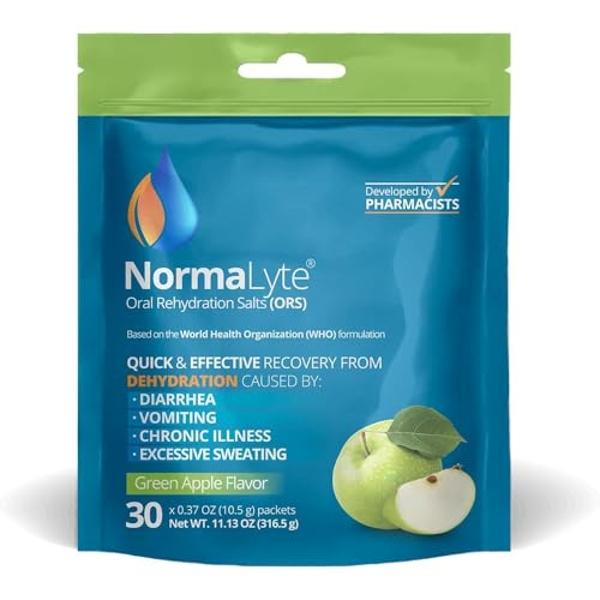 NormaLyte Oral Rehydration Salts-Helps Dietary Management of POTS Syndrome Symptoms- 1 Pouches -30 Sticks (Yields 500mL per Pack)-Apple| Energy Supplements, Potassium Supplement, D
