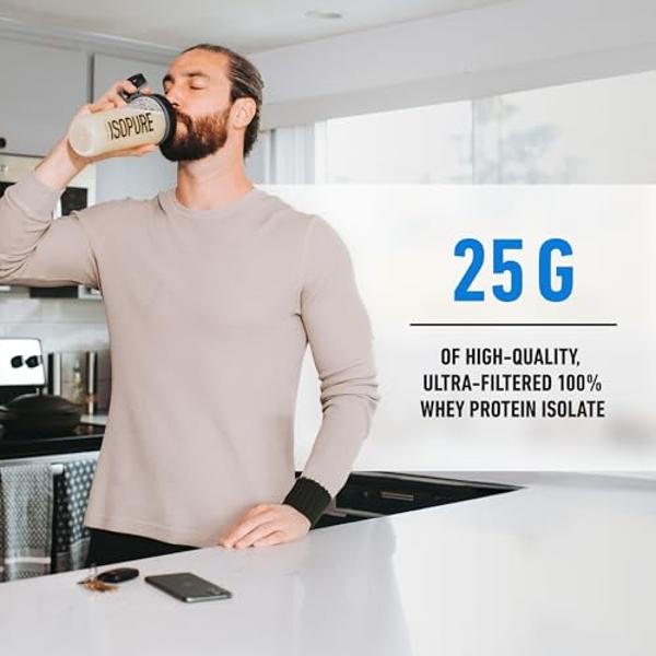 Isopure Zero Carb 100% Pure Whey Isolate Protein Powder, Lactose Free, Gluten Free, With Vitamins, Creamy Vanilla, 25g Protein Per Serving, 3 Lbs, 44 Servings (Packaging May Vary)