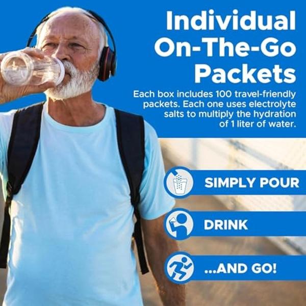 TRIORAL Rehydration Electrolyte Powder Packs - WHO New Hydration Supplement Salts Formula - Combat Dehydration from Workouts, Excessive Fluid Loss and Much More - 15 Drink Mix Pack