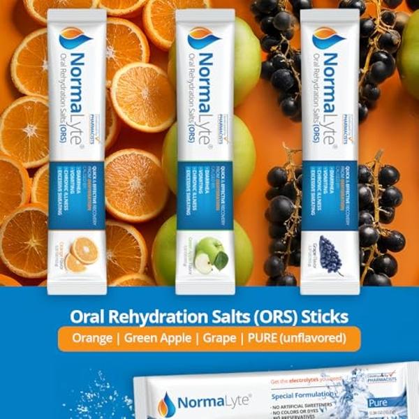 NormaLyte Oral Rehydration Salts-Helps Dietary Management of POTS Syndrome Symptoms- 1 Pouches -30 Sticks (Yields 500mL per Pack)-Apple| Energy Supplements, Potassium Supplement, D