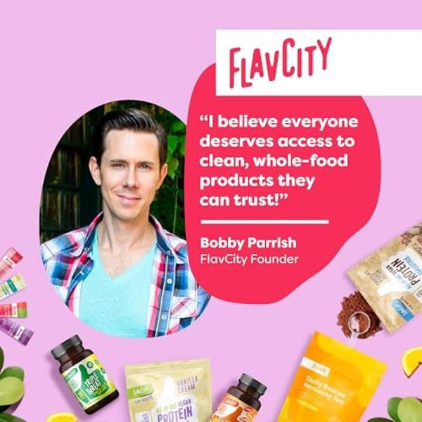 FlavCity Vegan Protein Powder - Chocolate Peanut Butter - 20g Almond, Plant Based Protein Powder - Dairy-Free Shake - With Organic Fruit, Reishi & Cordecyps Mushrooms - No Blender 