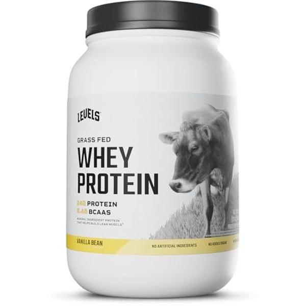 Levels Grass Fed Whey Protein Powder, No Artificials, 24G of Protein, Vanilla Bean, 2LB