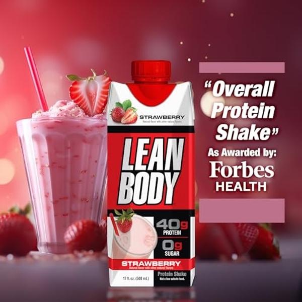 Labrada Lean Body Ready-to-Drink Strawberry Protein Shake, 40g Protein, Whey Blend, 0 Sugar, Gluten Free, 22 Vitamins & Minerals, 17 Ounce (Recyclable Carton & Lid - Pack of 12) LA