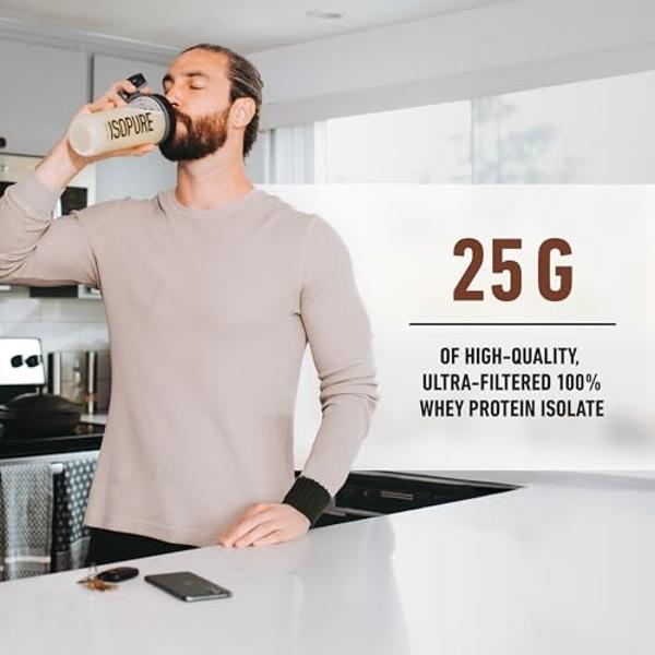 Isopure Low Carb 100% Pure Whey Isolate Protein Powder, Lactose Free, Gluten Free, With Vitamins, Dutch Chocolate, 25g Protein Per Serving, 1 Lb, 14 Servings (Packaging May Vary)