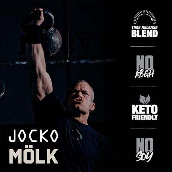 Jocko Fuel Mölk Whey Protein Powder - Keto, Probiotics, Digestive Enzymes, Amino Acids, Low Sugar Monk Fruit Blend - Supports Muscle Recovery & Growth (2.5 LB, Cookies & Cream)