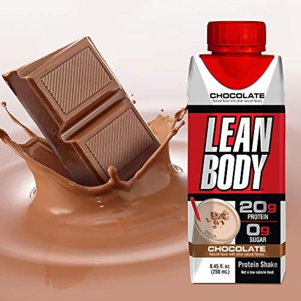 LABRADA NUTRITION - Lean Body RTD Whey Protein Shake, Convenient On-The-Go Meal Replacement Shake for Men & Women, 20 grams of Protein – Zero Sugar, Lactose & Gluten Free, Chocolat