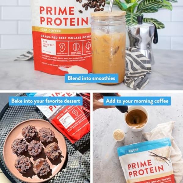 Equip Foods Prime Protein Powder | Clean, Grass Fed Beef Protein Isolate | Carnivore Protein Powder | Paleo, Keto Friendly | Gluten, Dairy Free | Helps Build & Repair Tissue | 30 S