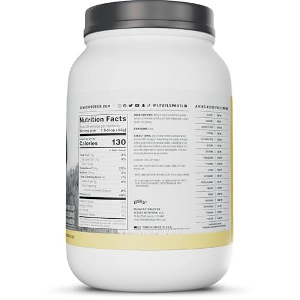 Levels Grass Fed Whey Protein Powder, No Artificials, 24G of Protein, Vanilla Bean, 2LB