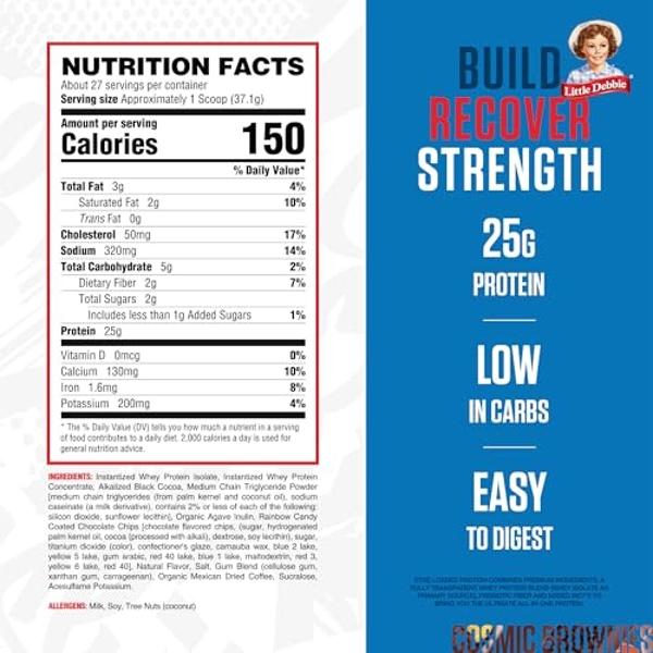 RYSE Loaded Protein Powder - Little Debbie Cosmic Brownie - 25g Whey Protein Isolate & Concentrate with Prebiotic Fiber & MCTs - Low Carb, Low Sugar, Digestive-Friendly - 20 Servin