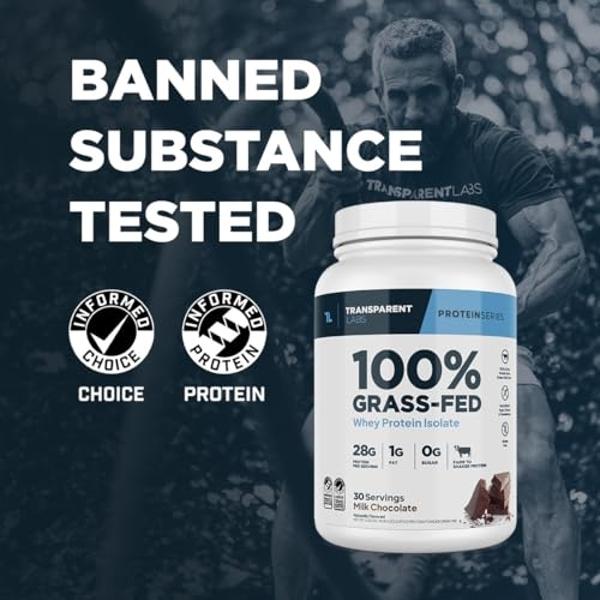 Transparent Labs Grass-Fed Whey Protein Isolate - Naturally Flavored, Gluten Free Whey Protein Powder with 28g of Protein per Serving & 9 Amino Acids - 30 Servings, Oatmeal Chocola