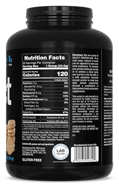 PEScience Select Low Carb Protein Powder, Peanut Butter Cookie, 55 Serving, Whey and Casein Blend, Keto Friendly, Gluten Free, Best Tasting, Clean Isolate for Women and Men