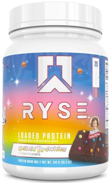 RYSE Loaded Protein Powder - Little Debbie Cosmic Brownie - 25g Whey Protein Isolate & Concentrate with Prebiotic Fiber & MCTs - Low Carb, Low Sugar, Digestive-Friendly - 20 Servin
