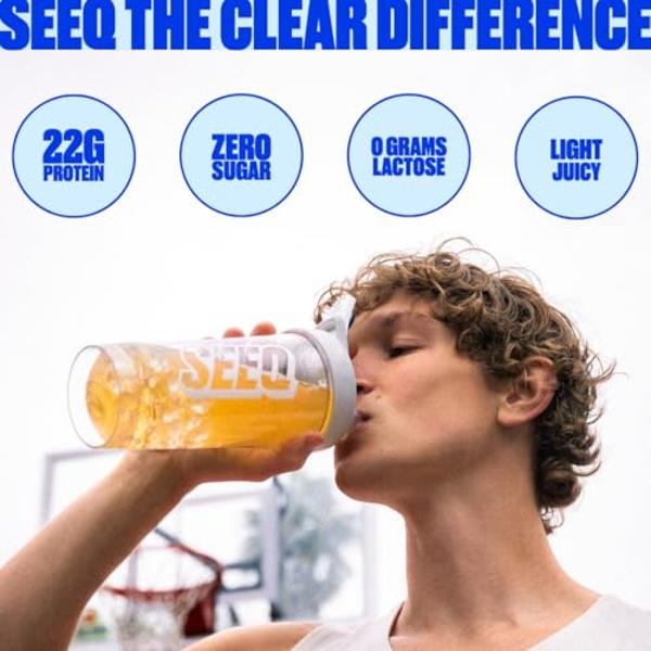 SEEQ Clear Protein Powder - Blue Razz Freeze - 25 Servings - 22g Clear Whey Protein Isolate - Zero Sugar - 0g Lactose - Allergen Friendly - GLP1 Support - Bone Health - Muscle Post